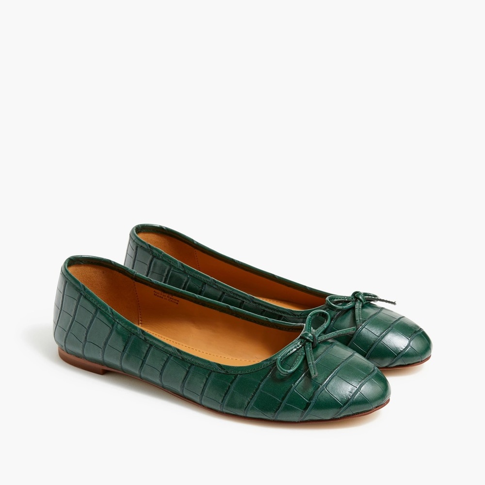 J. Crew Green Textured Flats